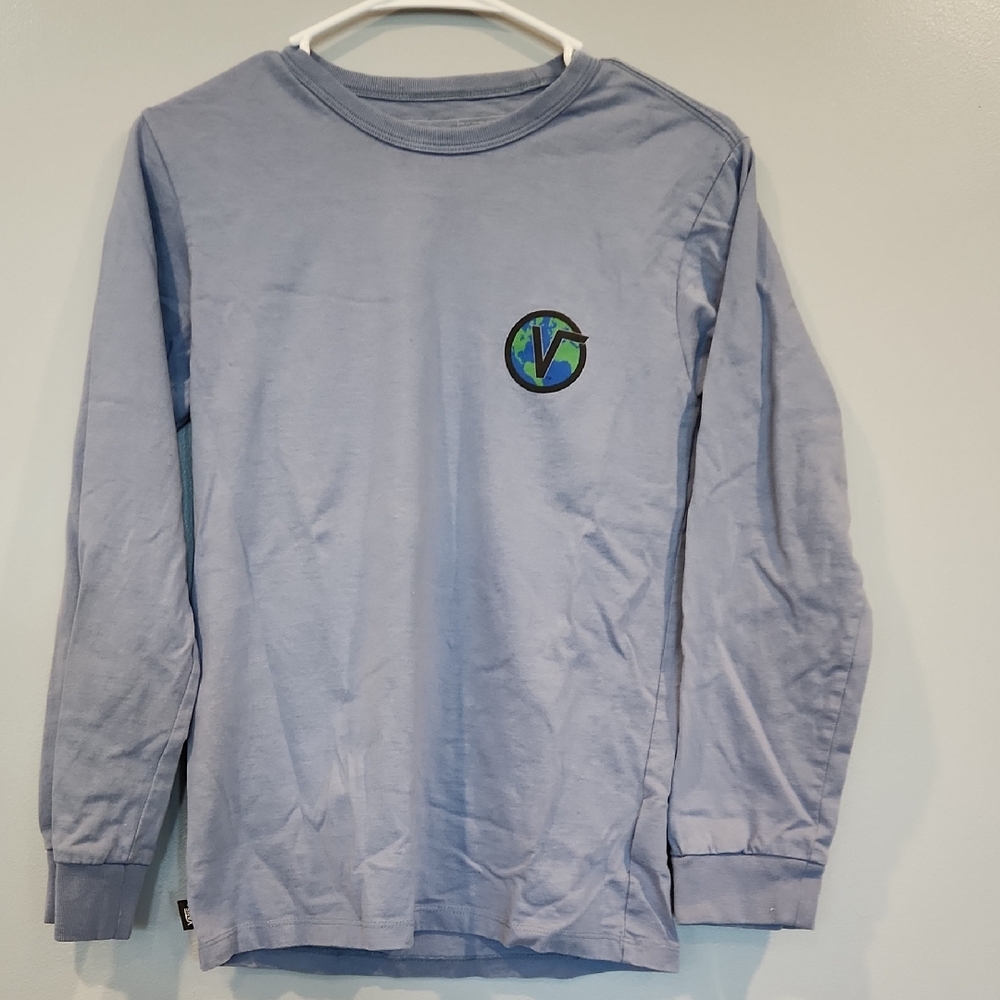 VANS Blue Long Sleeve Shirt with Earth Logo Mens XS
